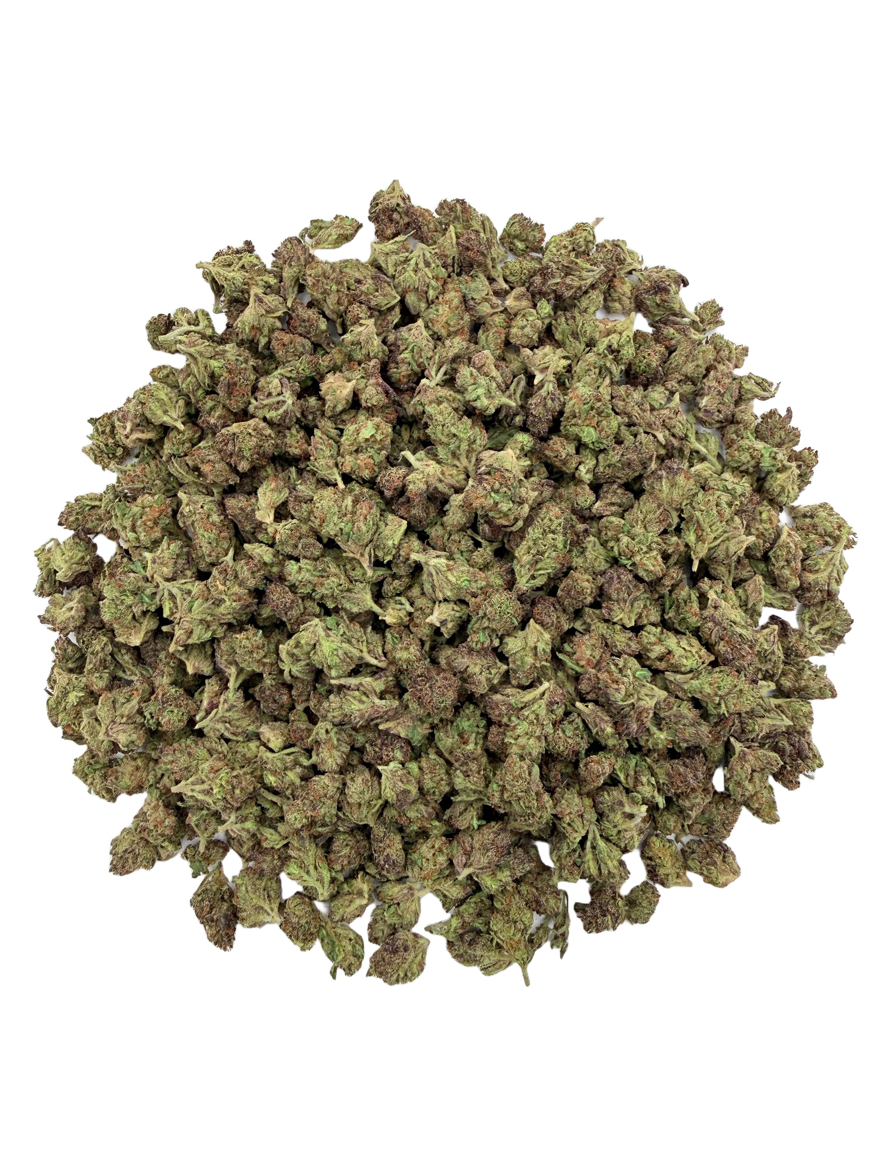 Smalls THCA flower nugs held in a hand, showcasing compact size and vibrant green color for value-focused shoppers.
