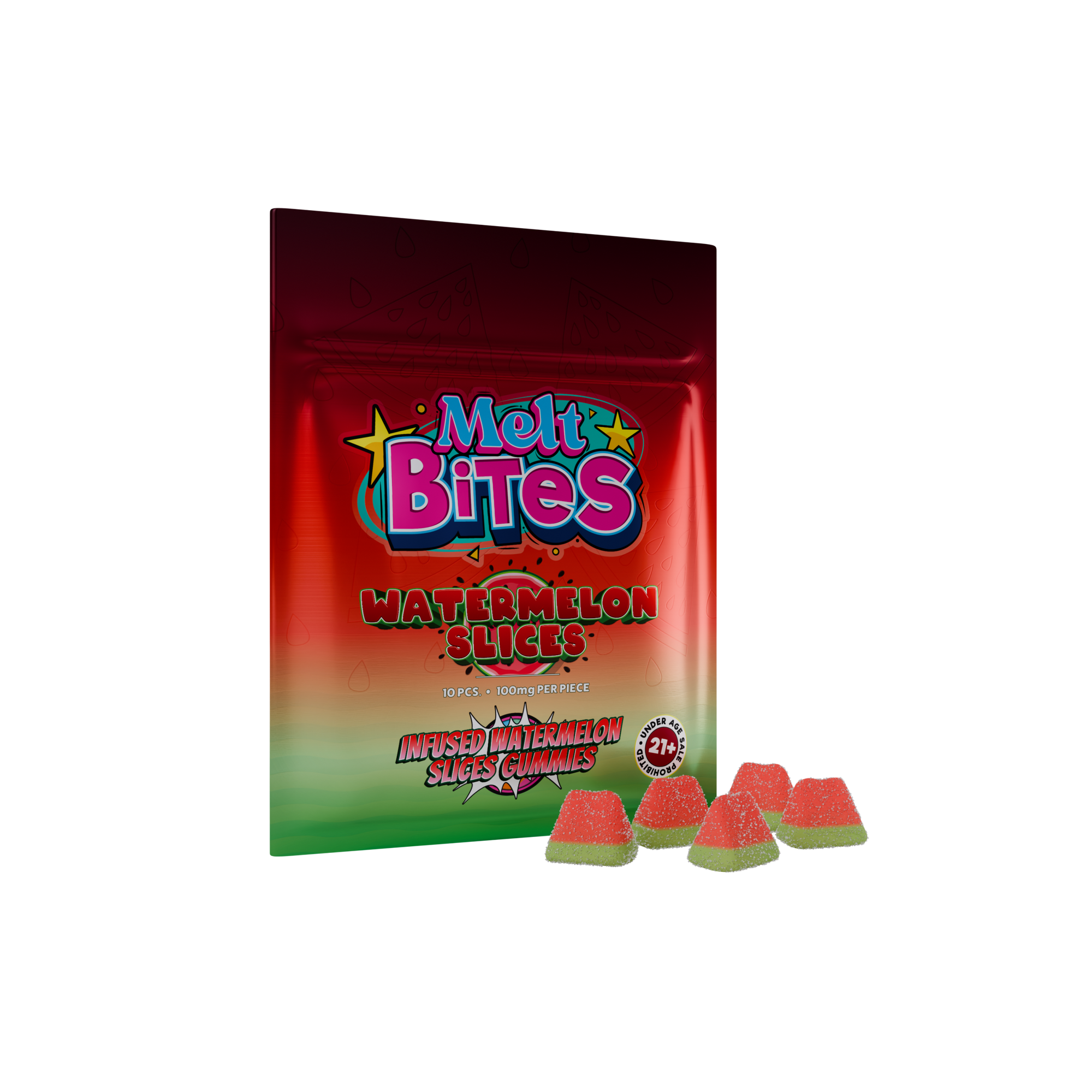 Sour THC edibles – Melt Bites Watermelon Slices 1000mg gummies