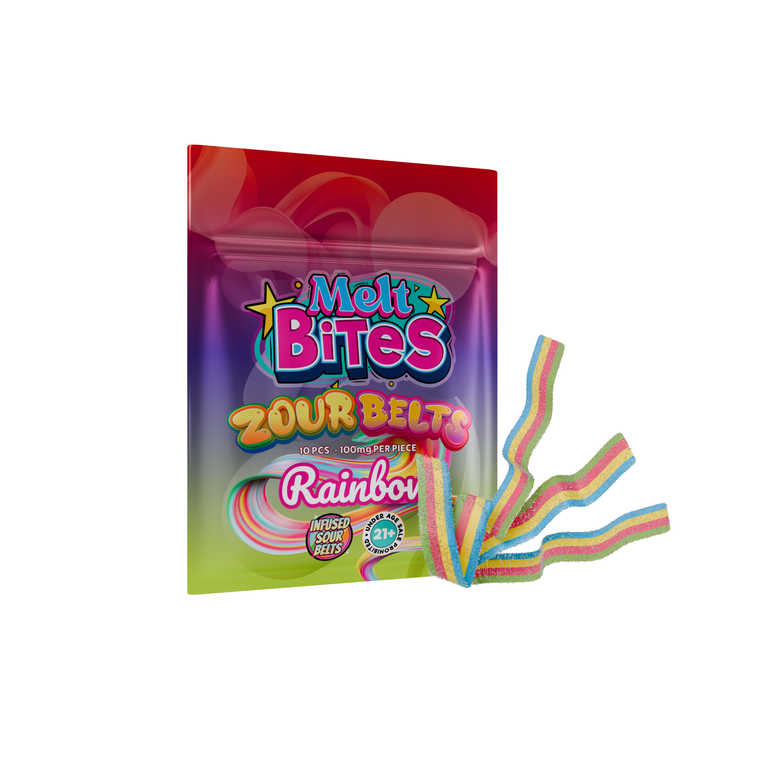 Strong THC gummies – Melt Bites Zour Belts 1000mg edibles