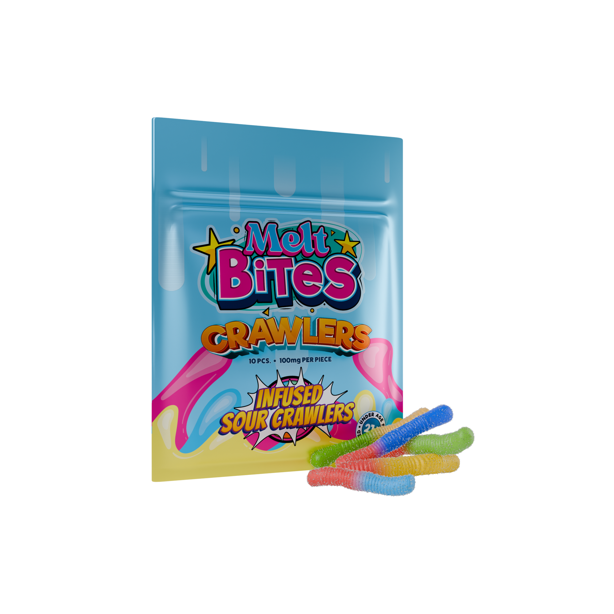 THC candy edibles – Melt Bites Crawlers 1000mg sour gummies