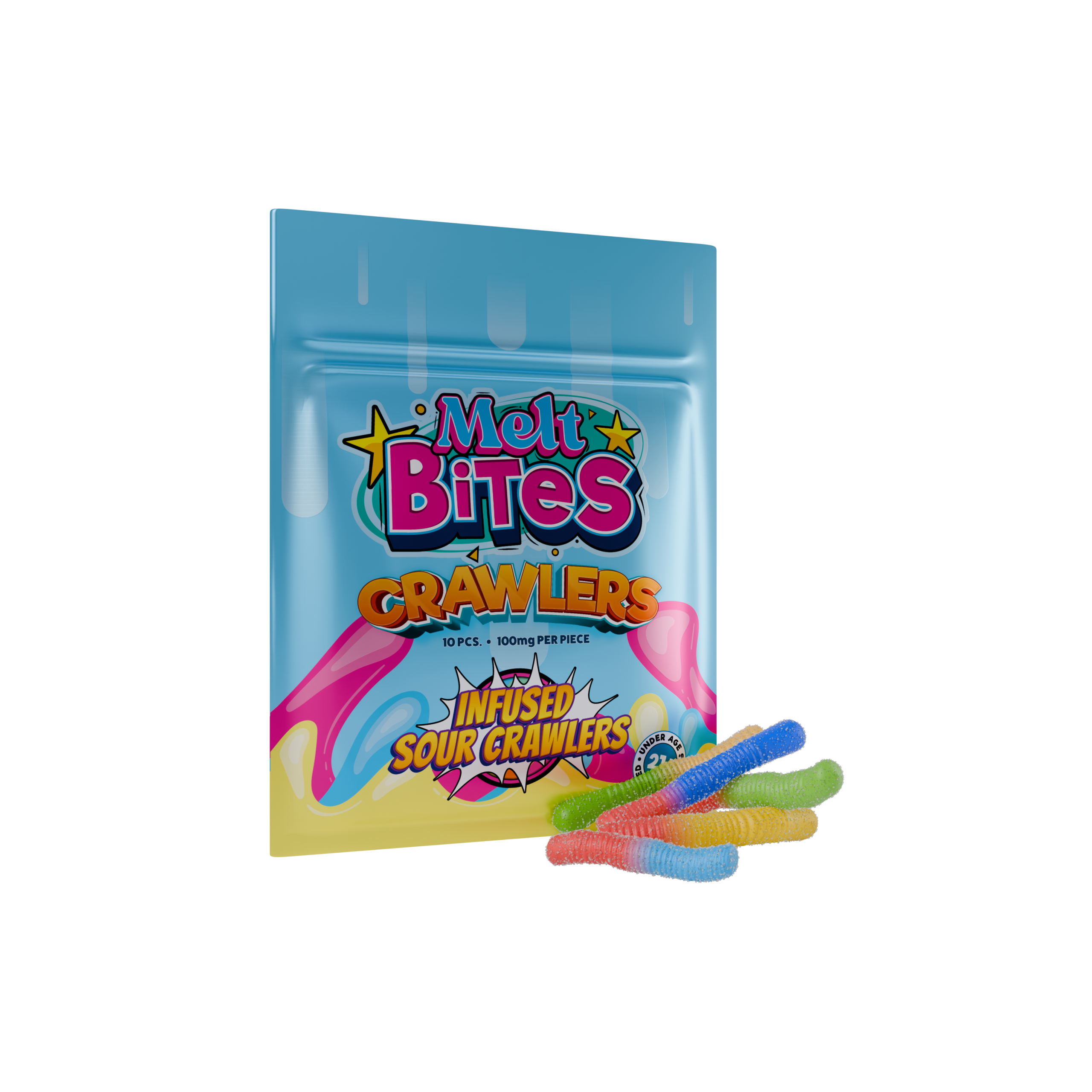 THC candy edibles – Melt Bites Crawlers 1000mg sour gummies