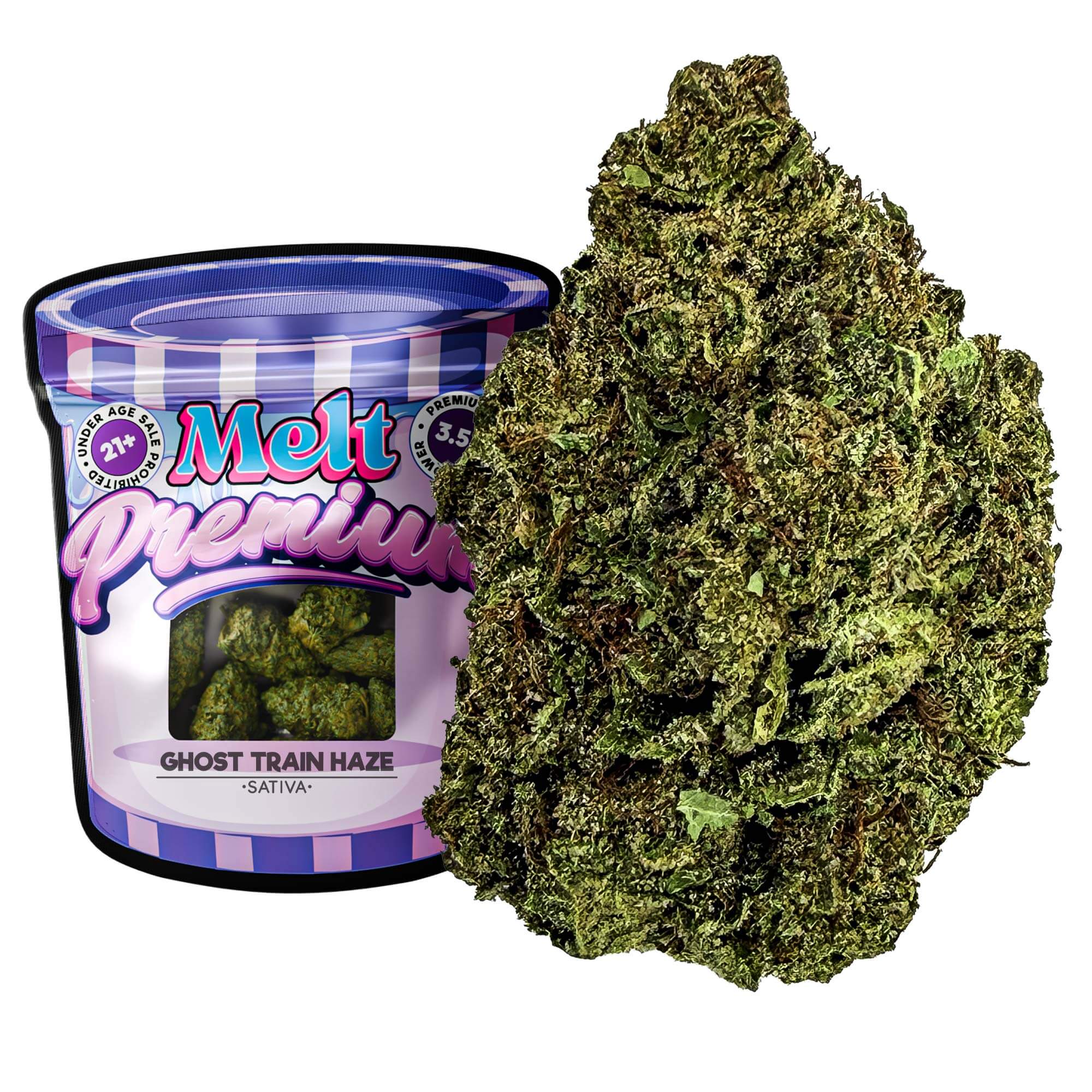 Gho t Train Haze Sativa THCA Flower – Premium Indoor Hybrid Cannabi  | 3.5g Exotic Citru  Flavor - Melt